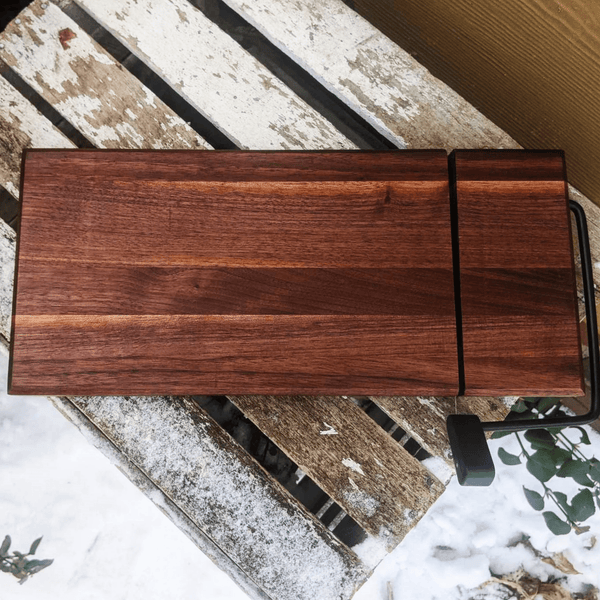 Black Walnut Butcher Block Wood Cheese Slicing Board | Wooden Cheese Slicer - Springhill Millworks