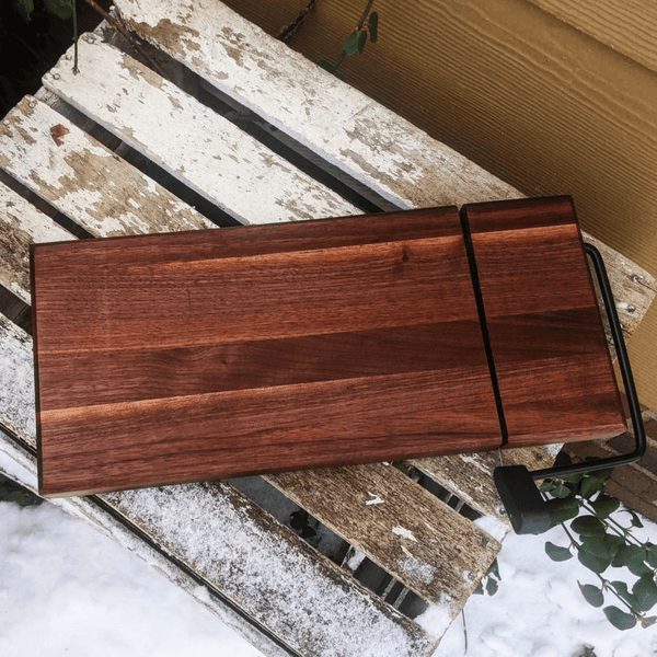 Black Walnut Butcher Block Wood Cheese Slicing Board | Wooden Cheese Slicer - Springhill Millworks