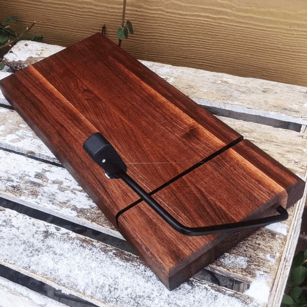 Black Walnut Butcher Block Wood Cheese Slicing Board | Wooden Cheese Slicer - Springhill Millworks