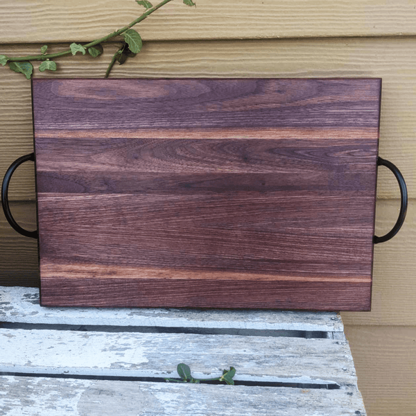 Black Walnut Charcuterie Board / Serving Tray With Handles & Clear Rubber Grip Feet - Springhill Millworks