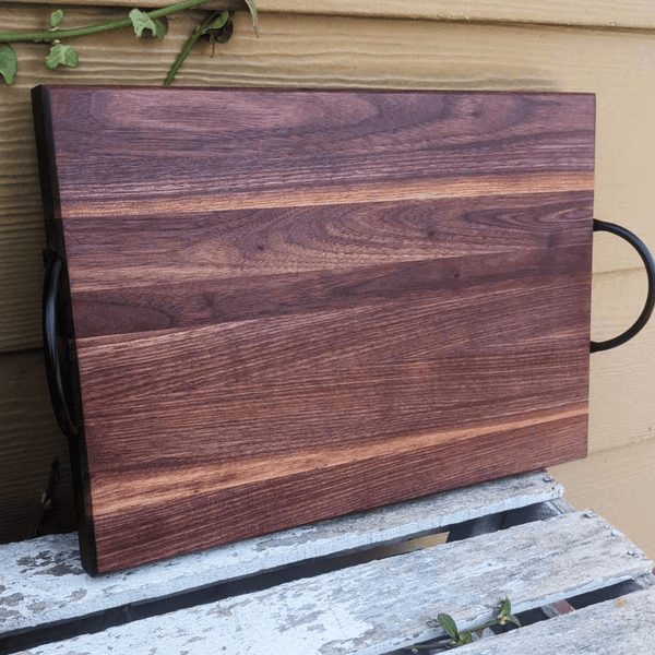 Black Walnut Charcuterie Board / Serving Tray With Handles & Clear Rubber Grip Feet - Springhill Millworks