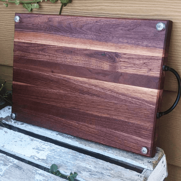 Black Walnut Charcuterie Board / Serving Tray With Handles & Clear Rubber Grip Feet - Springhill Millworks