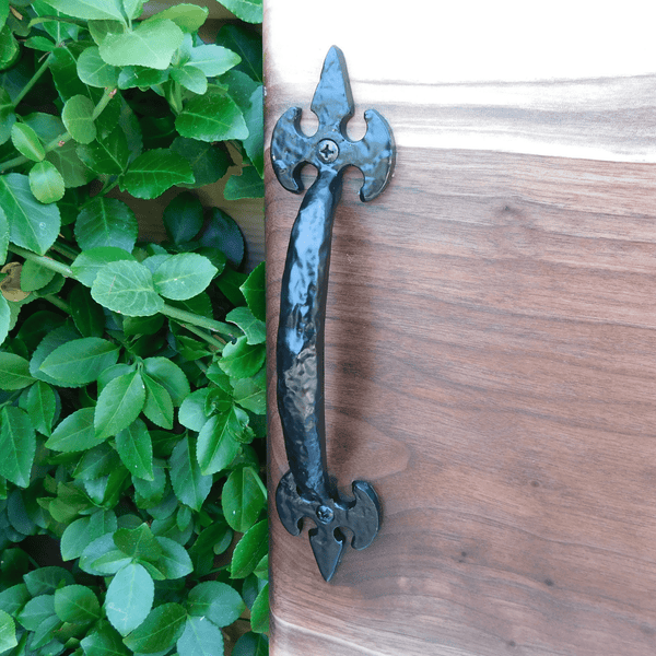 Black Walnut Charcuterie Board / Serving Tray With Heavy Duty Cast Iron Handles & Clear Rubber Feet - Springhill Millworks