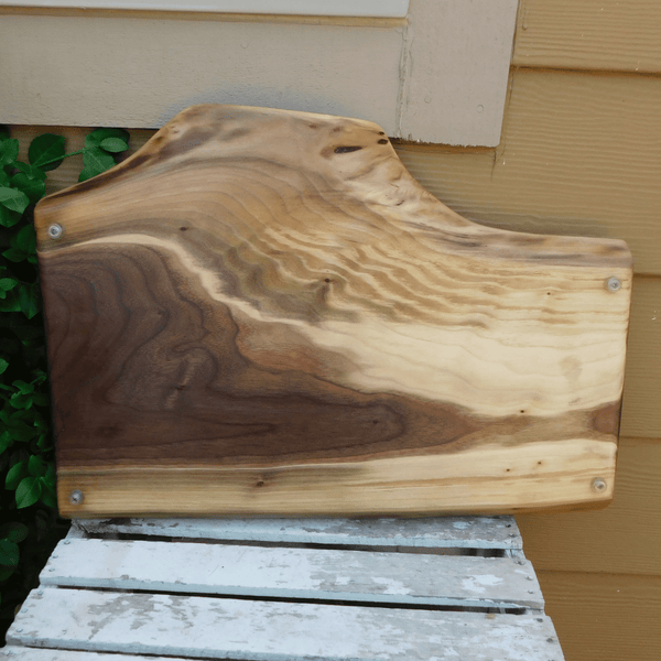 Black Walnut Charcuterie Board / Serving Tray With Heavy Duty Cast Iron Handles & Clear Rubber Feet - Springhill Millworks