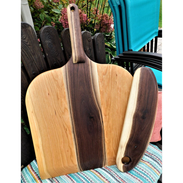 Black Walnut & Cherry Wood Pizza Peel with Black Walnut Pizza Cutter - Springhill Millworks