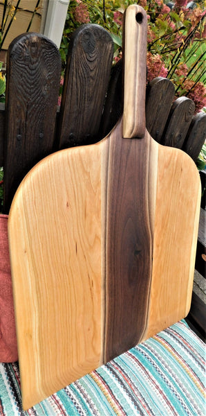 Black Walnut & Cherry Wood Pizza Peel with Black Walnut Pizza Cutter - Springhill Millworks