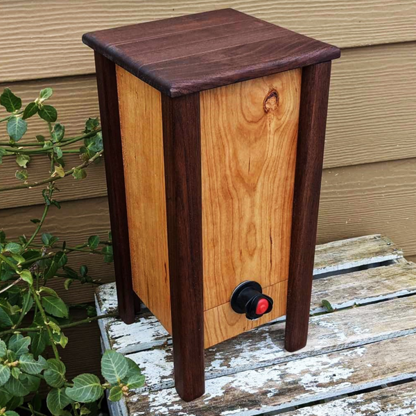 Cherry and Black Walnut 3-Liter Wine Box Holder – Back View