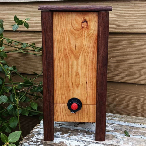 Cherry and Black Walnut 3-Liter Wine Box Holder Front View