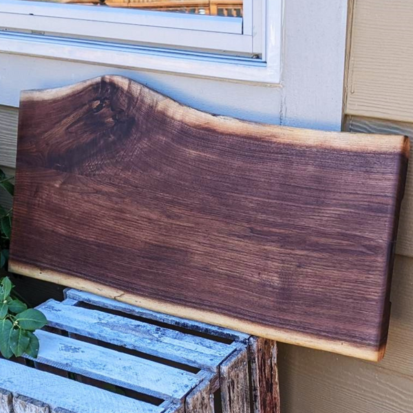 Large Black Walnut Wood Charcuterie Board Serving Tray with Hand Grooves on Sides