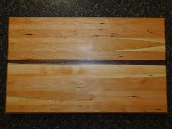 Cherry Wood Edge Grain Cutting Board with Black Walnut Accent