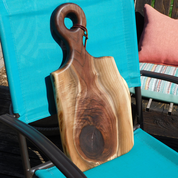 Black Walnut Charcuterie Board With Handle & Leather Strap