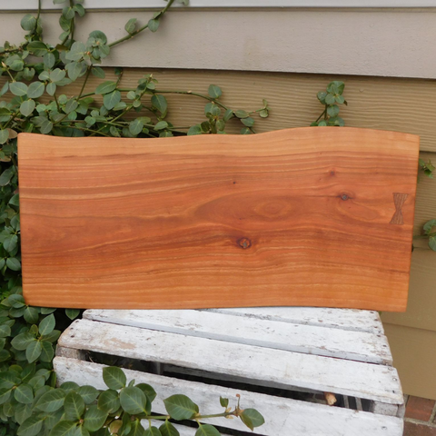 Cherry Wood Live Edge Charcuterie Board with Bow Tie Inlay