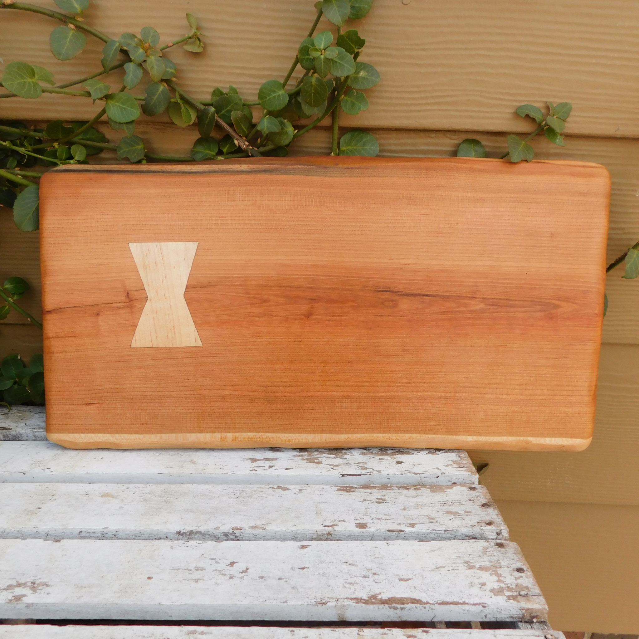 Cherry Wood Charcuterie Board with Maple Bow Tie Inlay