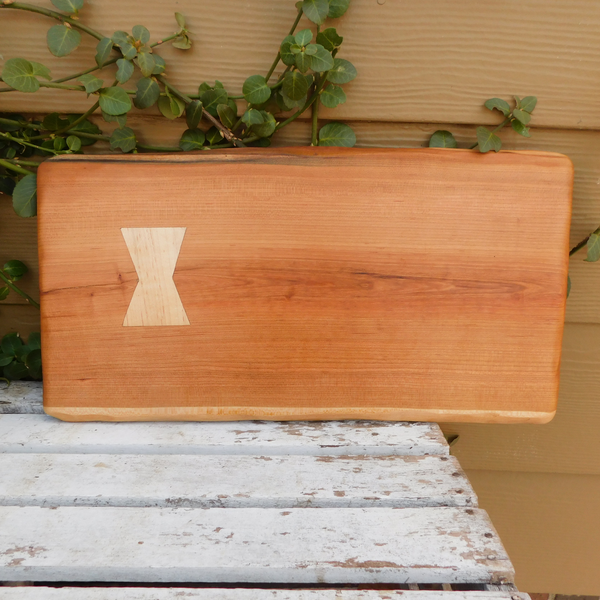 Cherry Wood Charcuterie Board with Maple Bow Tie Inlay