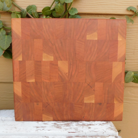 Cherry Wood End Grain Cutting Board with Hand Grooves on Sides