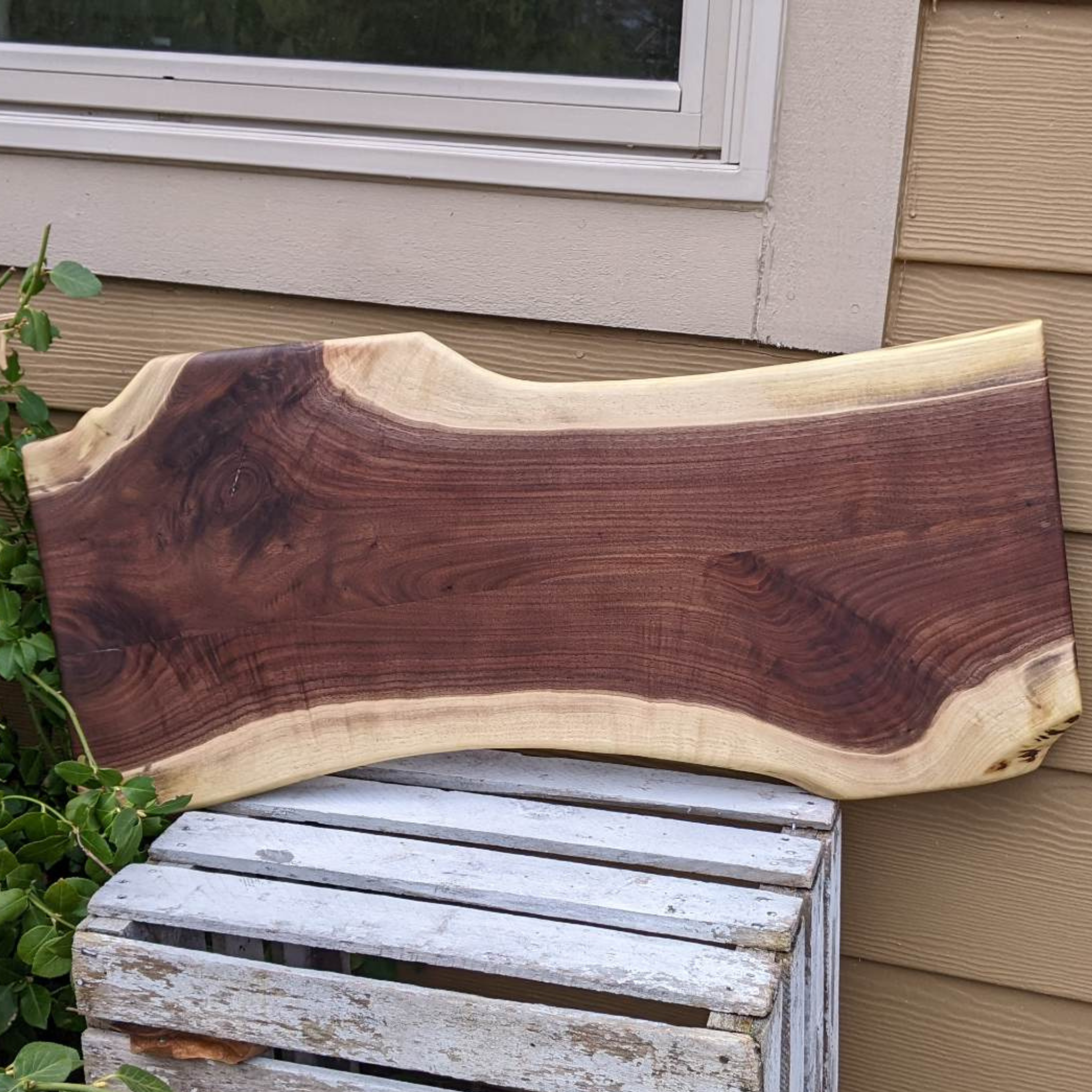 Large Black Walnut Wood Charcuterie Board Serving Tray with Hand Grooves on Sides