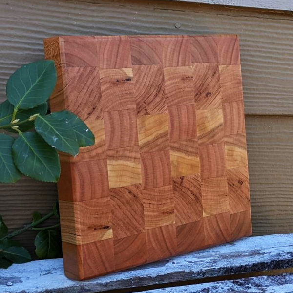 Cherry Wood End Grain Cutting Board with Beveled Edge