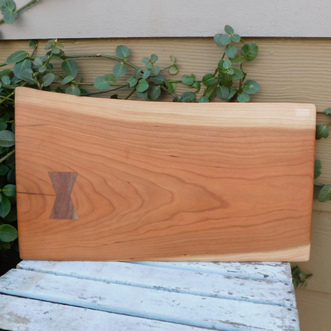 Cherry Wood Charcuterie Board with Black Walnut Bow Tie Inlay