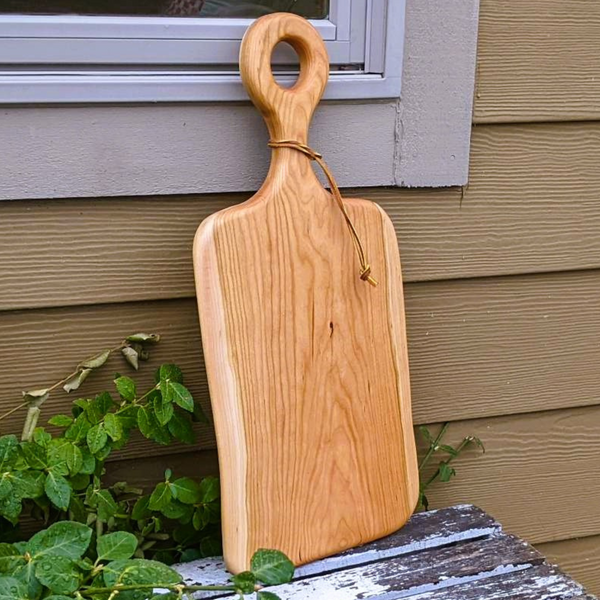 Cherry Wood Charcuterie Board With Handle