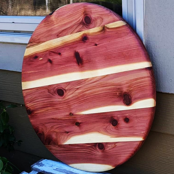 Round Red Cedar Wood Pizza Serving Tray