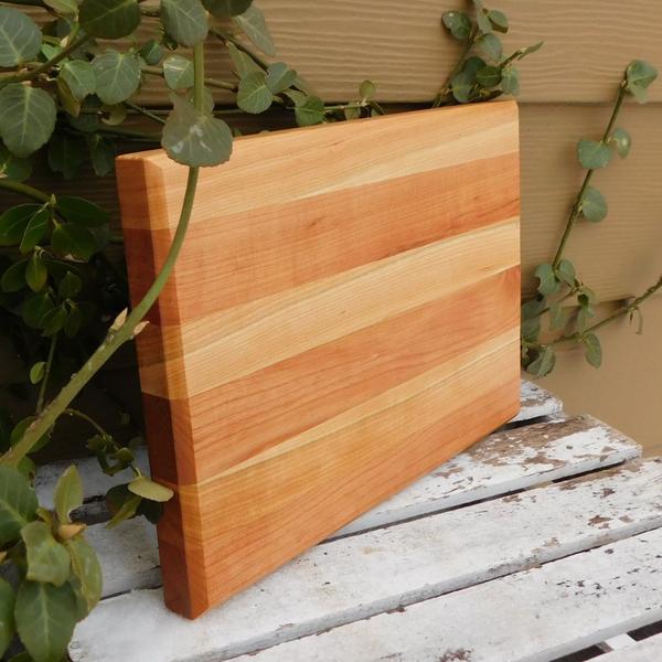 Cherry Wood Edge Grain Cutting Board with Beveled Edge