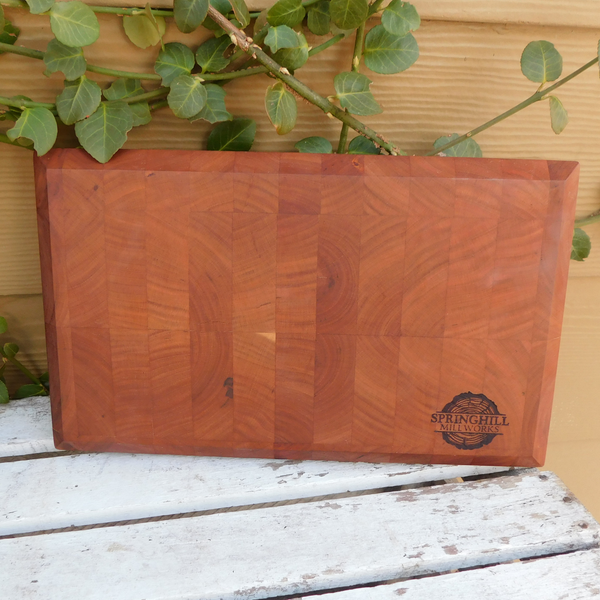 Cherry Wood End Grain Cutting Board with Chamfered Edge