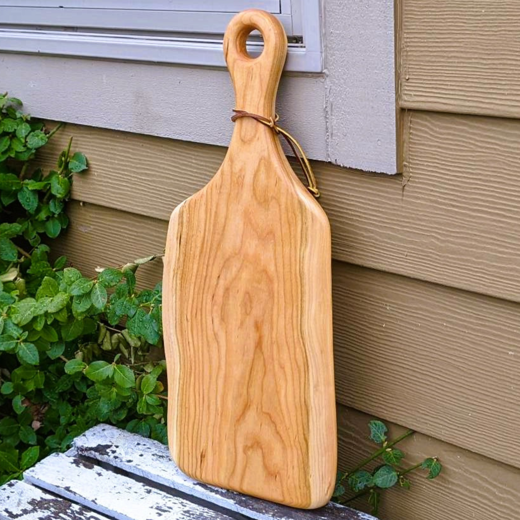 Cherry Wood Cutting Board With Handle, Cherry Serving Board