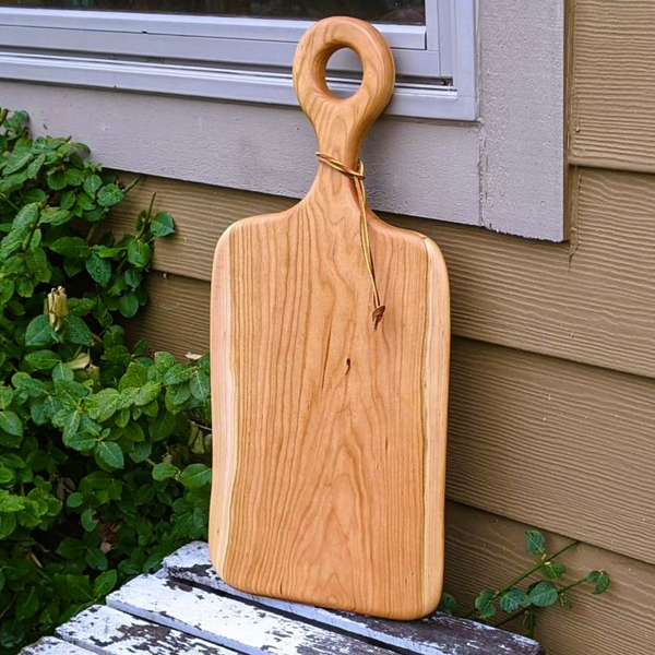 Cherry Wood Charcuterie Board With Handle