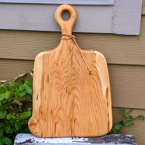 Cherry Wood Charcuterie Board With Handle