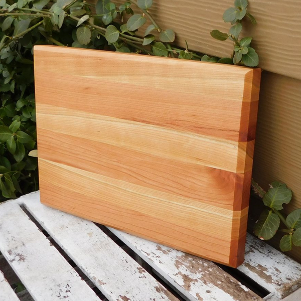 Cherry Wood Edge Grain Cutting Board with Beveled Edge