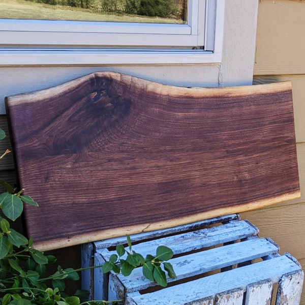 Large Black Walnut Wood Charcuterie Board Serving Tray with Hand Grooves on Sides