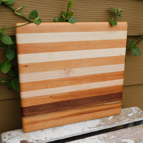 Mahogany, Maple, & Cherry Wood Edge Grain Cutting Board