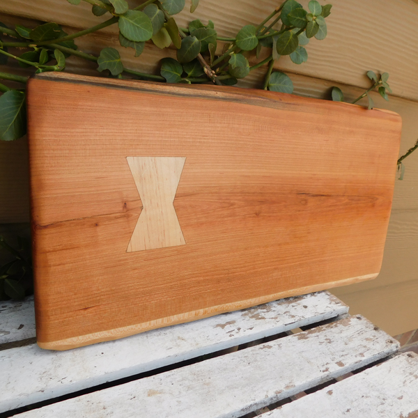 Cherry Wood Charcuterie Board with Maple Bow Tie Inlay