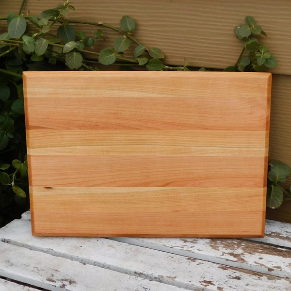 Cherry Wood Edge Grain Cutting Board with Beveled Edge