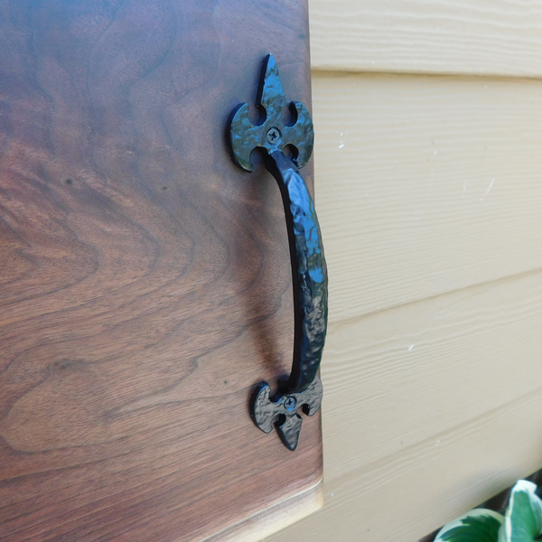 Black Walnut Charcuterie Board / Serving Tray With Heavy Duty Cast Iron Handles & Clear Rubber Feet