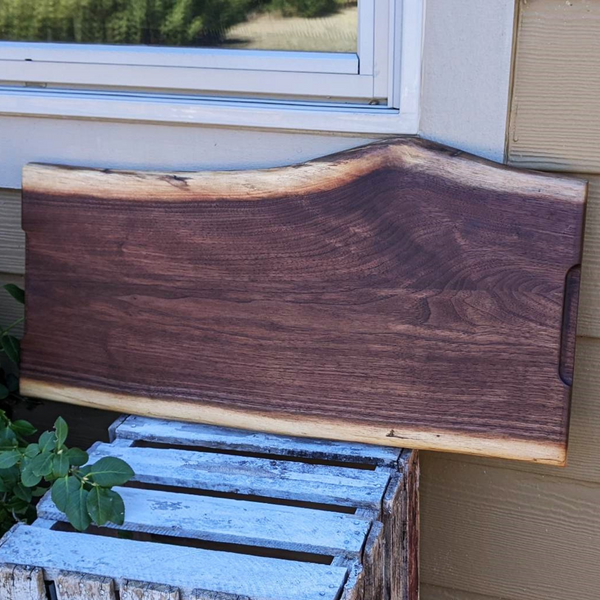 Large Black Walnut Wood Charcuterie Board Serving Tray with Hand Grooves on Sides