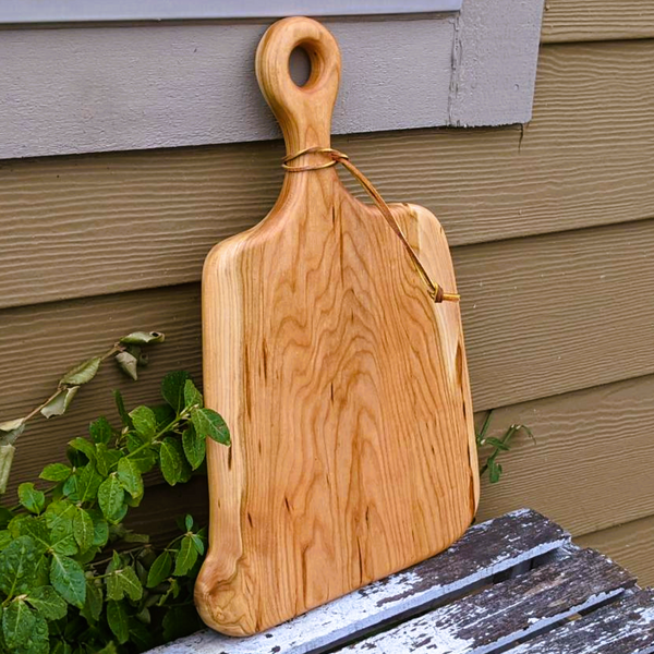 Cherry Wood Charcuterie Board With Handle