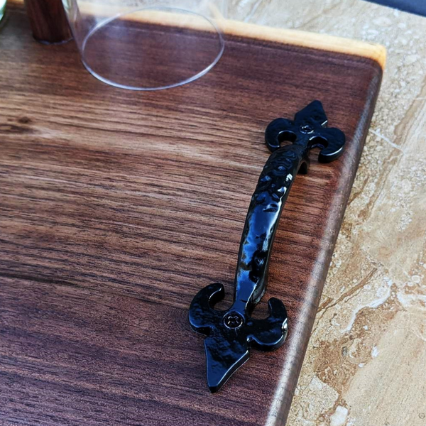Black Walnut Wine Charcuterie Board with Wine Glasses