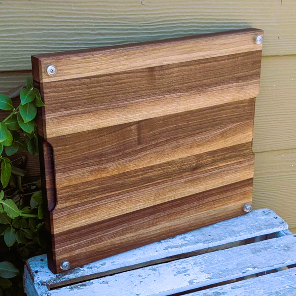 Black Walnut Edge Grain Cutting Board with Hand Grooves and Rubber Feet