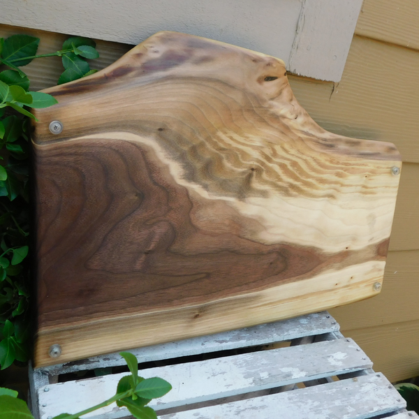 Black Walnut Charcuterie Board / Serving Tray With Heavy Duty Cast Iron Handles & Clear Rubber Feet