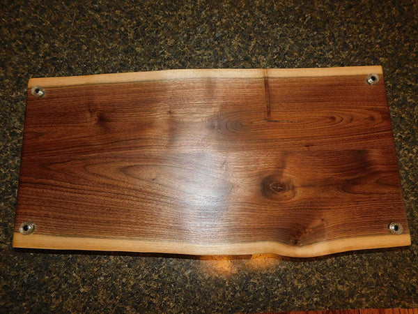 Black Walnut Live Edge Charcuterie Board With Handles And Clear Rubber Feet - Springhill Millworks