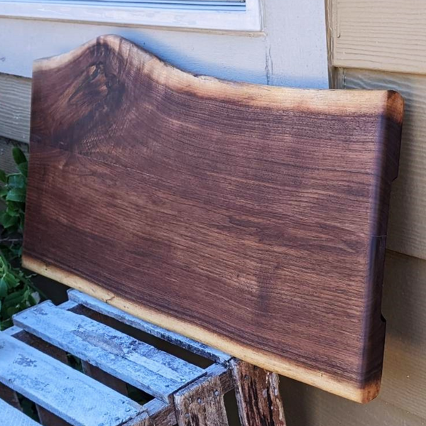 Large Black Walnut Wood Charcuterie Board Serving Tray with Hand Grooves on Sides