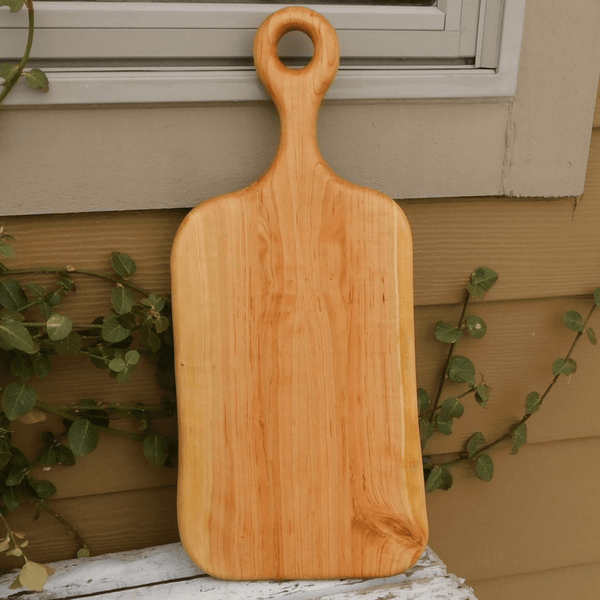 Wood charcuterie board with handle. Handmade in the USA.