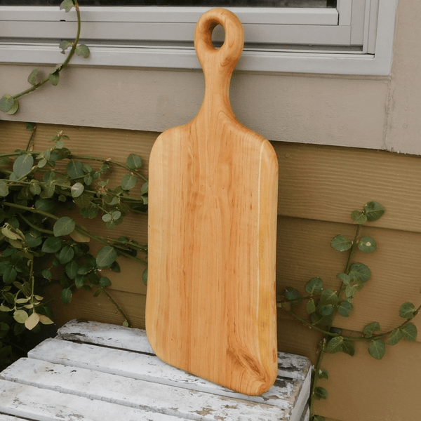 Wood charcuterie board with handle. Handmade in the USA.