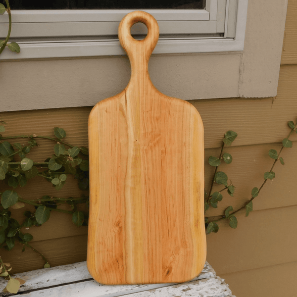 Wood charcuterie board with handle. Handmade in the USA.