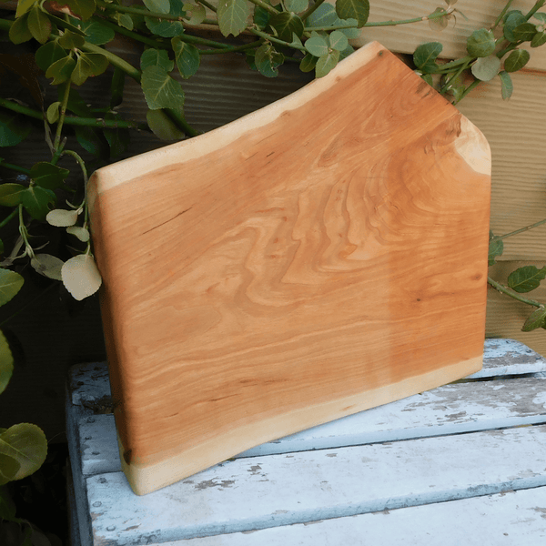 Cherry Wood Charcuterie Board with Clear Rubber Grip Feet