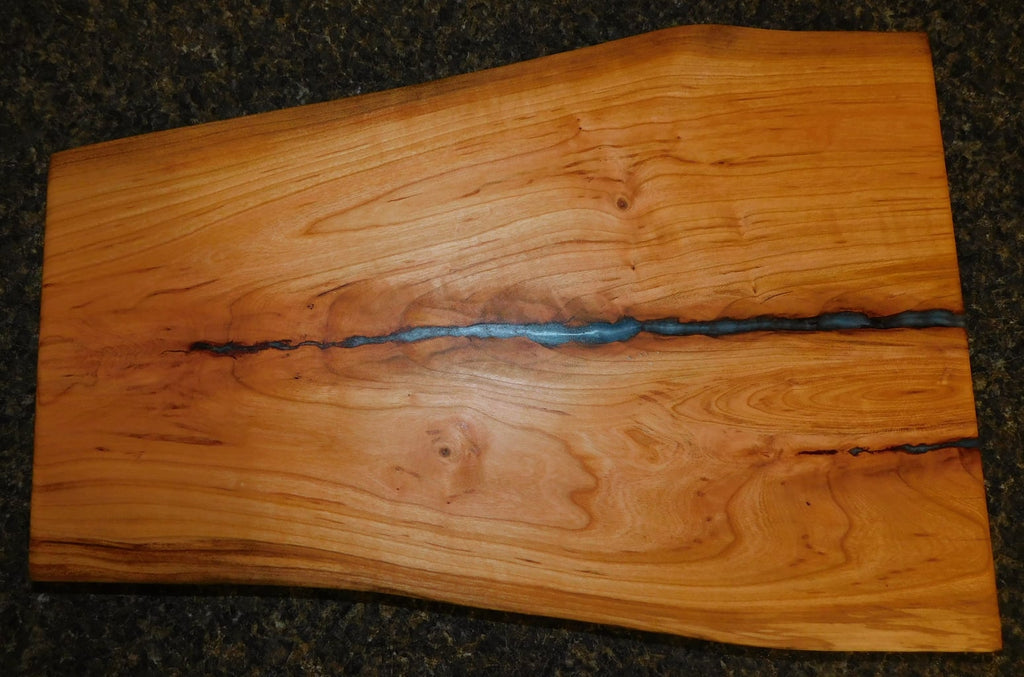 Handcrafted Cherry Wood Live Edge River Board With Blue Epoxy Resin –  Springhill Millworks