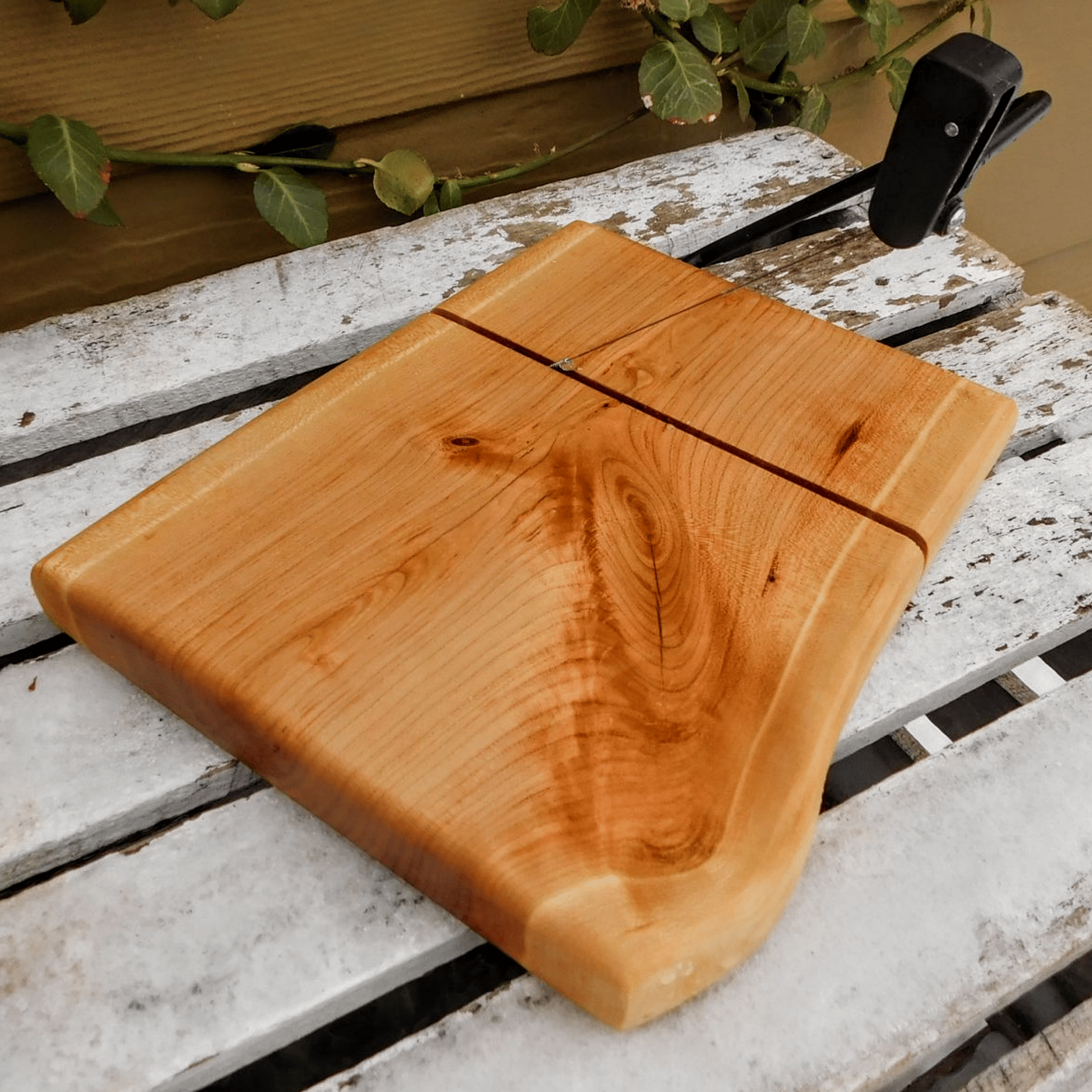 Cherry Wood cheese cutting board, finished in a food grade oil and beeswax mixture.