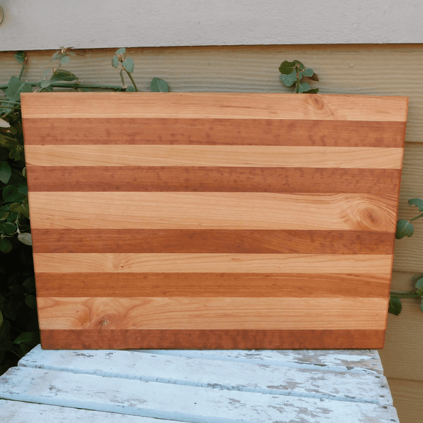 Cherry Wood Edge Grain Cutting Board with Beveled Edge & Hand Grooves On Sides