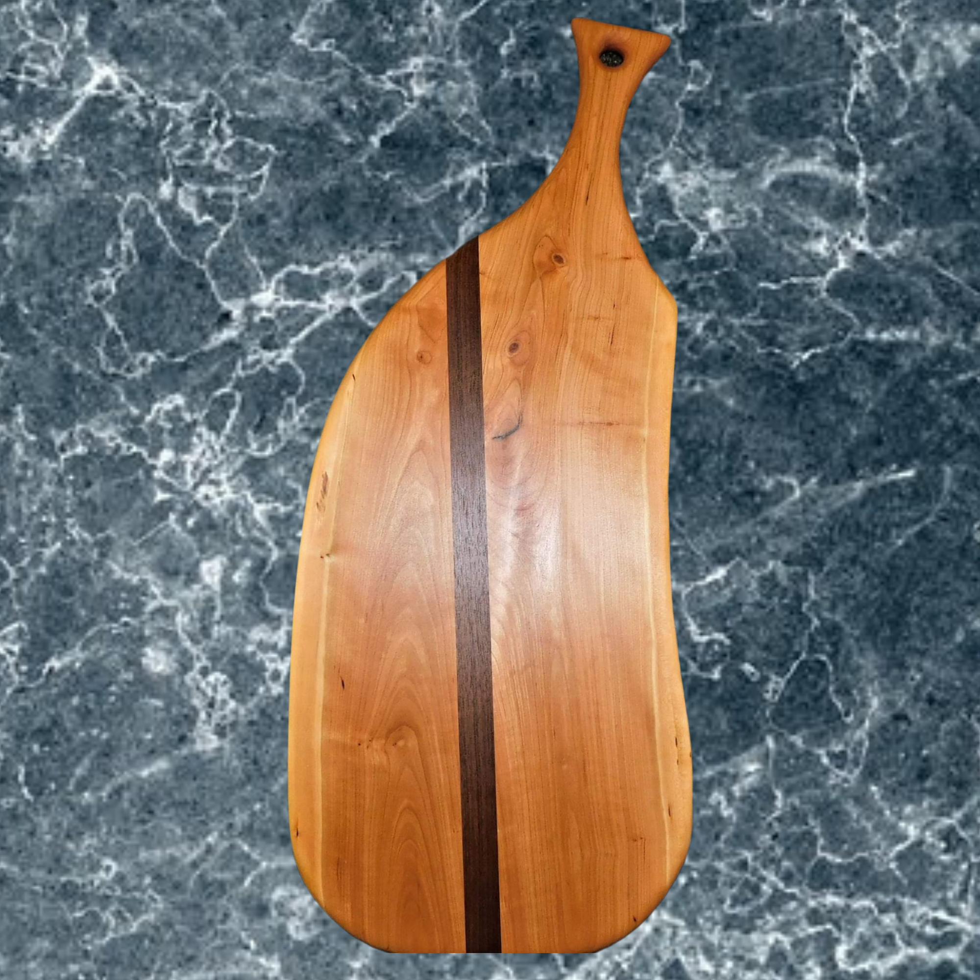 Cherry Wood Charcuterie Board With Black Walnut Accent and Handle